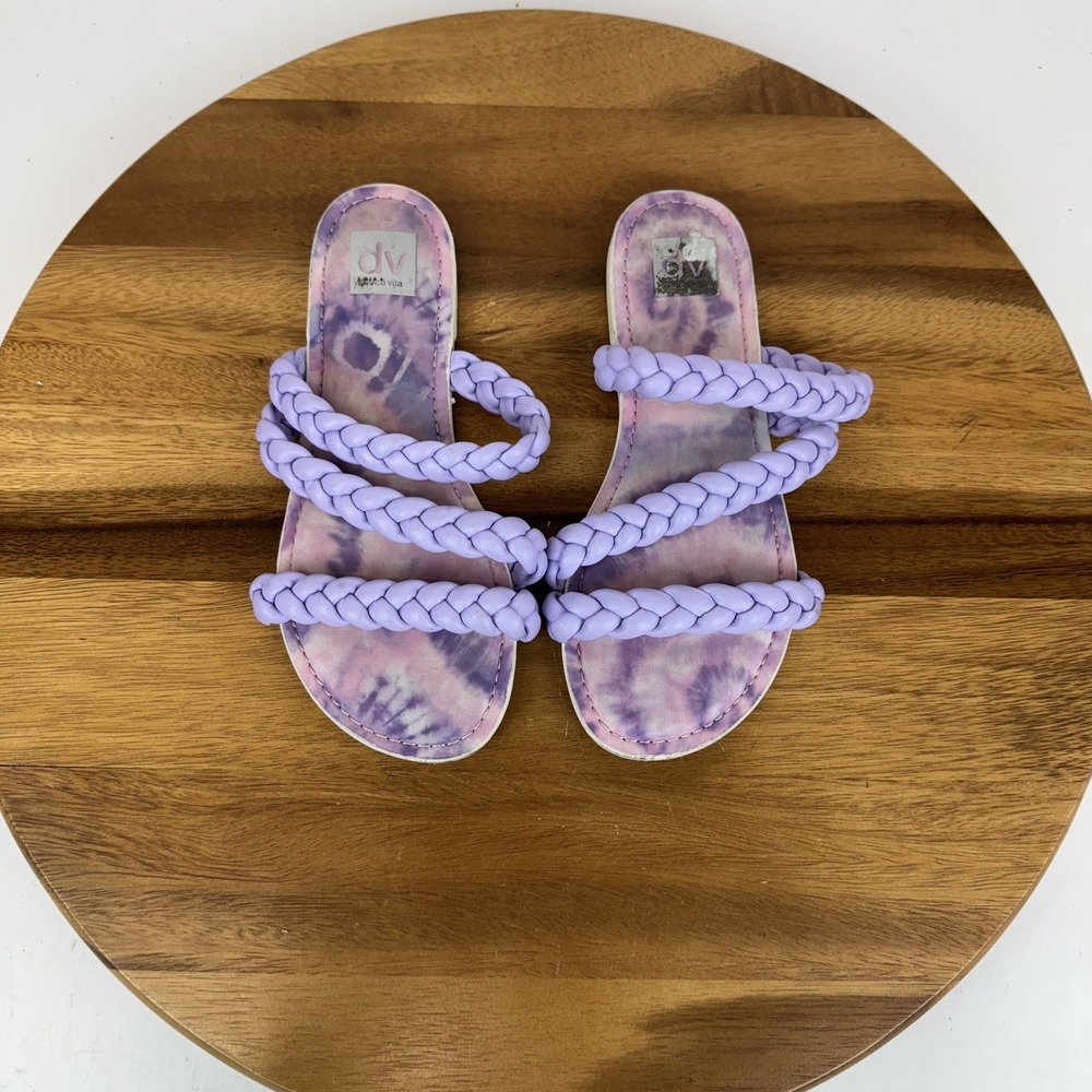 Womens Dolce Vita Braided Strap Purple Tie Dye Casual Slide Sandals Size 5.5‎ M